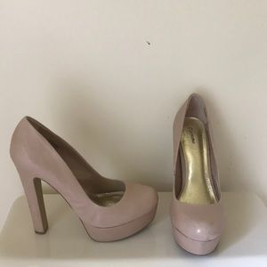 Zigisoho nude leather platform heel
